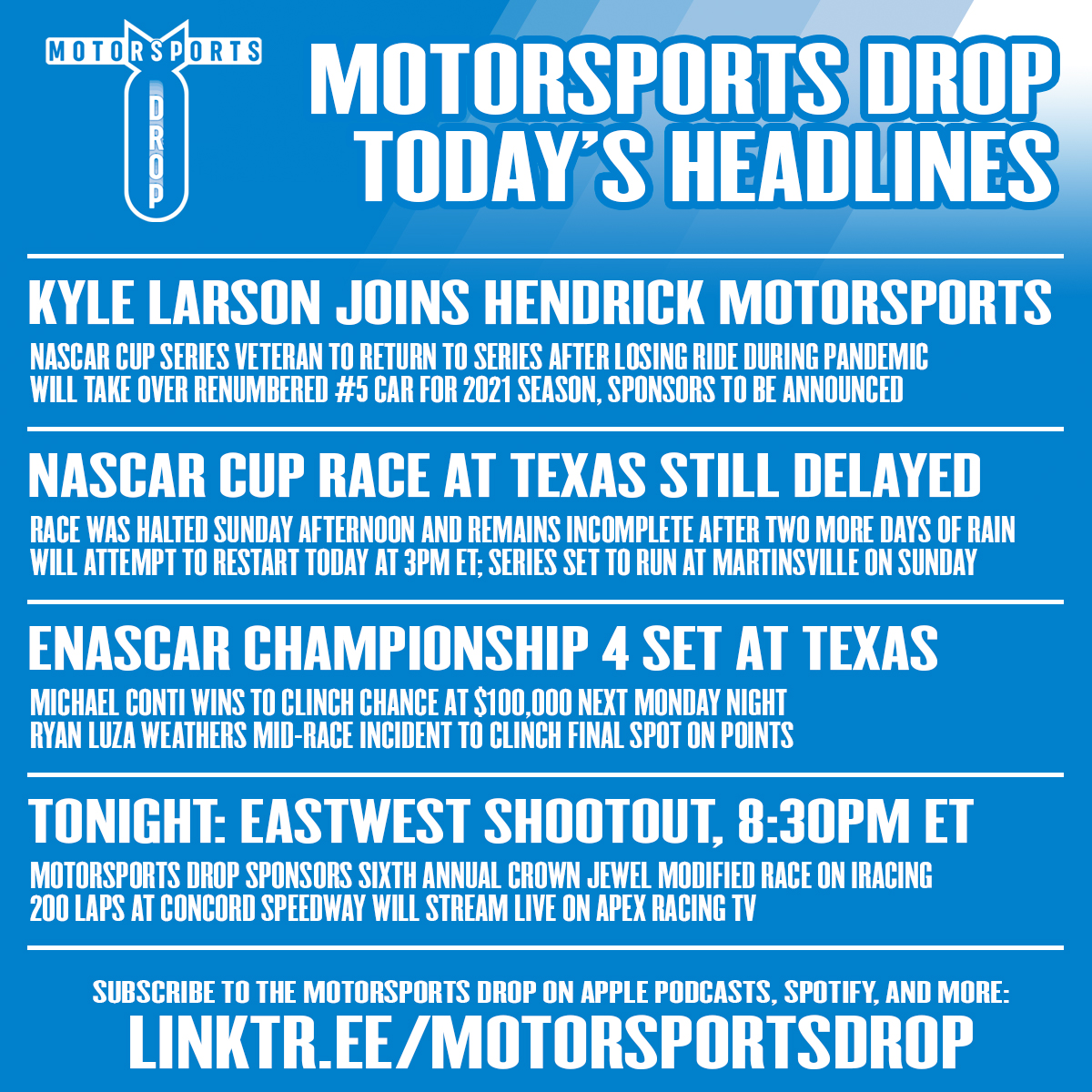 yes2motorsport's tweet image. Lots of big news in the worlds of real and sim racing today. Here's your #MotorsportsDrop for October 28, 2020: