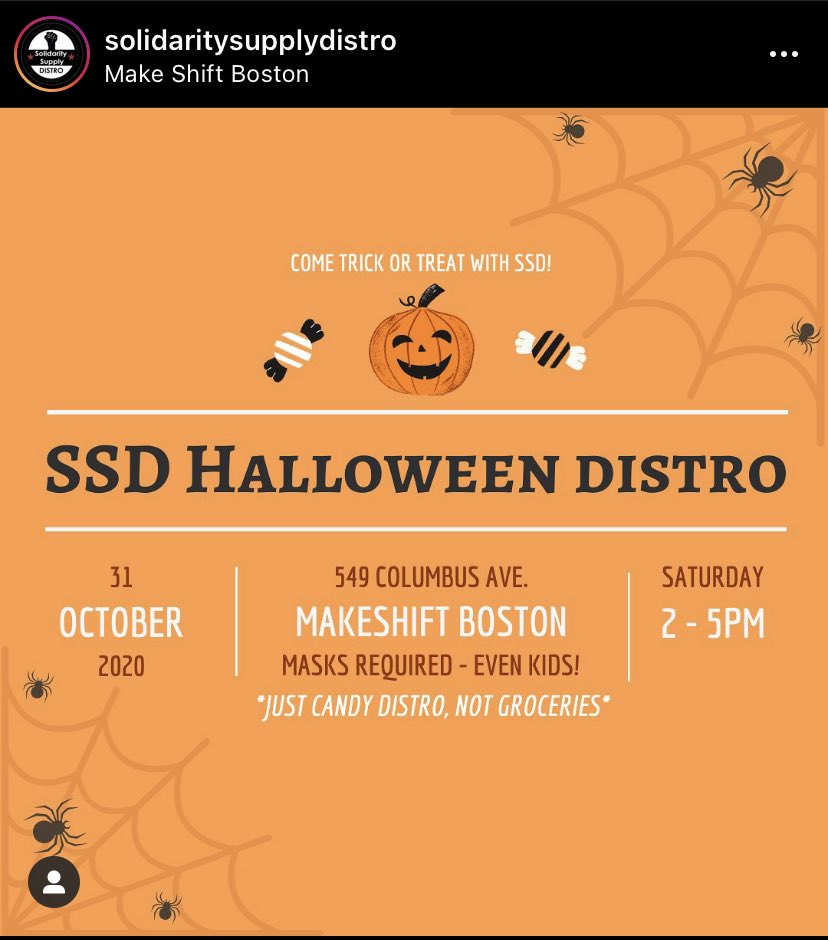 Red_Elmos's tweet photo. Saturday, October 31st from 2-5pm - SSD Halloween Distro 

Hosted by @BostonDistro, at @MakeShiftBos (549 Columbus ave). MASKS REQUIRED - EVEN FOR KIDS. Not a protest but a socially distant way for you to trick or treat this Halloween! #boston #halloween #bostonhalloween #mapoli https://t.co/qqAbyNNOXz