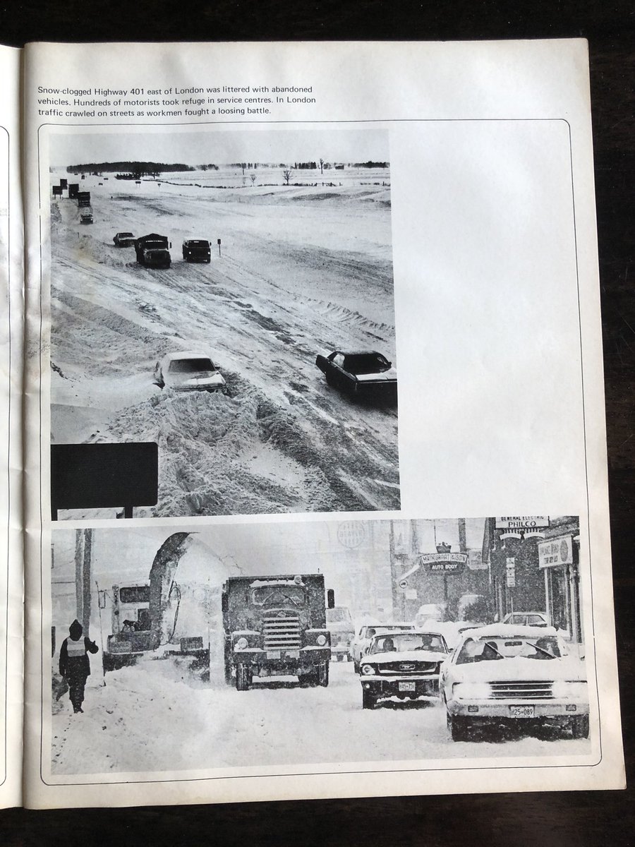 Snowmobiles, then horses, were the major mode of transportation. Highway 401 was littered with abandoned vehicles.  #swont