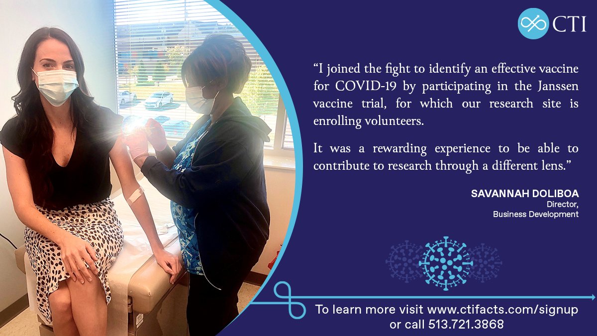 CTIClinical's tweet photo. We're fortunate to have employees with such a strong passion for research and a desire to help others! Thank you, Savannah, for doing your part to bring a COVID-19 vaccine to the public.
Want to join Savannah in her efforts to #MoveMedicineForward? Visit https://t.co/ISXkA8bpmR https://t.co/lXBMcXd68G