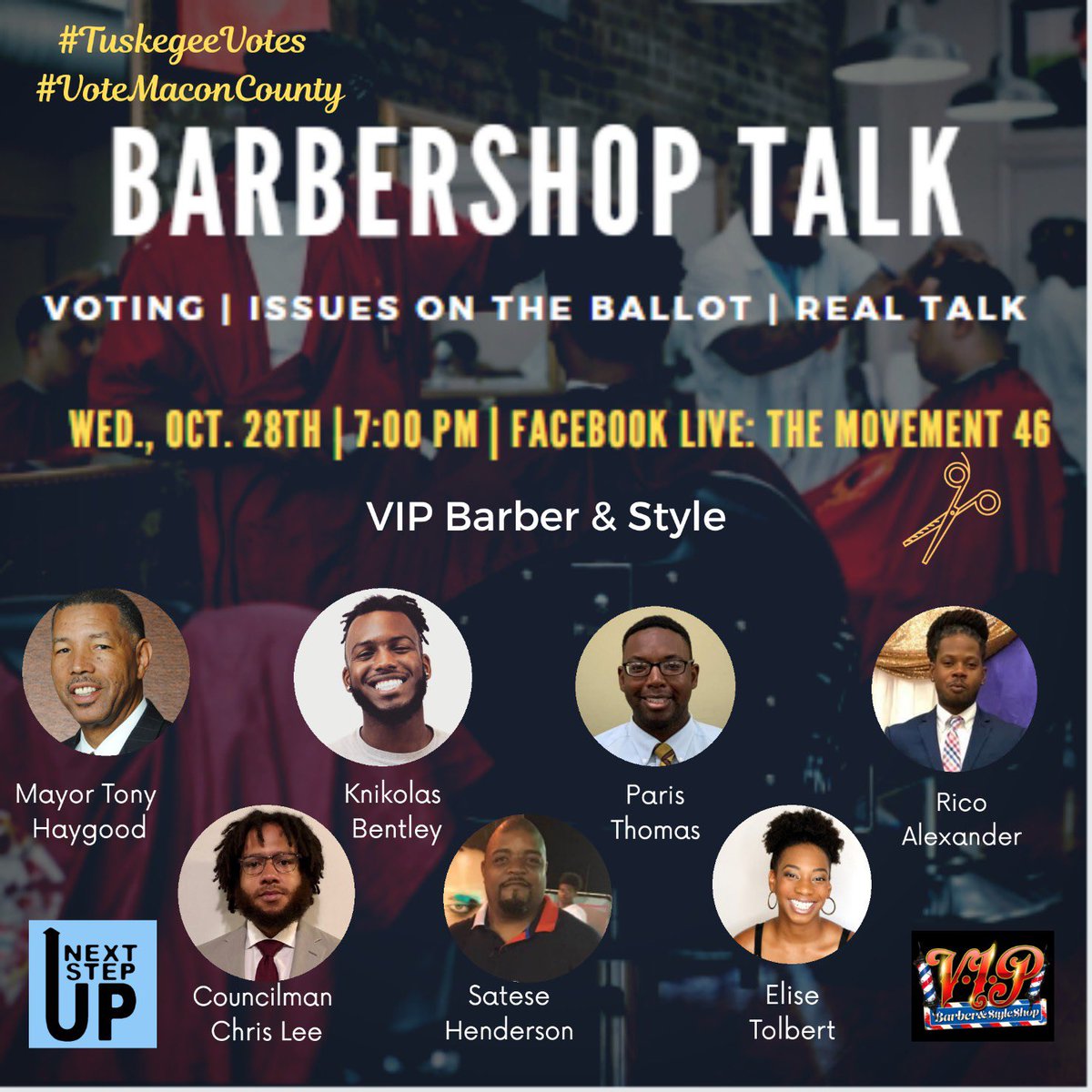NextStepUp_TU's tweet photo. We've heard the good, the bad, and the ugly about voting but now its time for the real. Join a REAL conversation on voting TONIGHT on @TheMovement46 Facebook Live at 7pm. #MaconCountyVotes #TuskegeeVotes #BlackMenVote https://t.co/209XiCKmr0