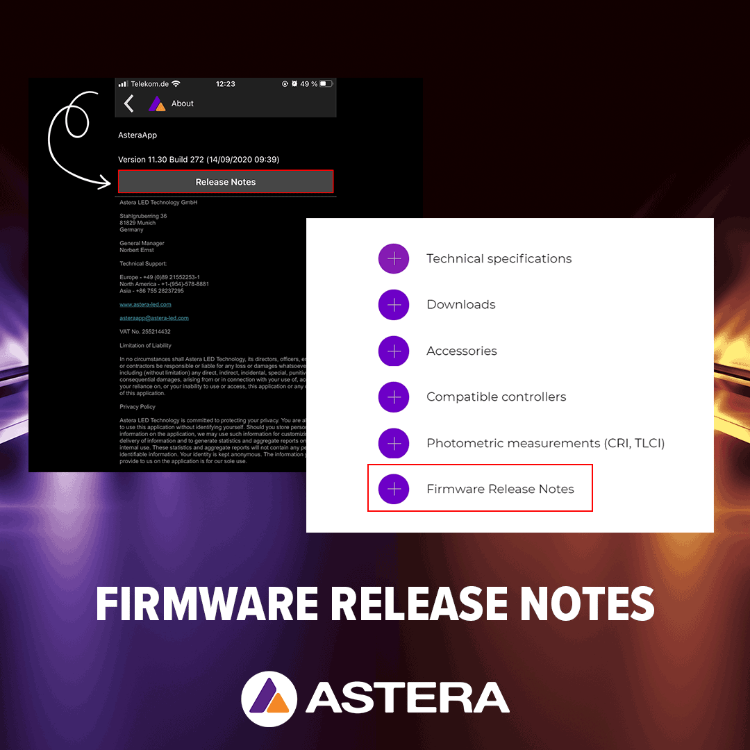 Asteraofficial's tweet photo. From now on you can find firmware release notes on the product pages of our website as well as in the AsteraApp . Check it out! #asteraofficial #releasenotes #asteraapp https://t.co/9prWvQyaq4