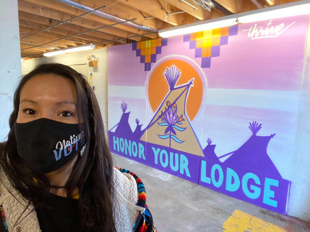 IllumiNative's tweet photo. We want to express so much gratitude to @byellowtail &amp; her team for partnering with us for #NativesVote. It’s so inspiring to see the #NativesVote masks and tees worn all across Indian Country. Especially by our canvassers getting people registered &amp; voting early. Thank https://t.co/O2bYT9RYLU
