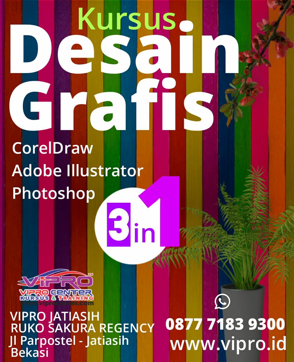 ViproTraining's tweet photo. Tempat Kursus Desain Grafis Illustrator Photoshop dan CorelDraw di LKP VIPRO CENTER Cabang Jatiasih dan Kota Bekasi #kursusdesain #jatiasih #bekasi #desaingrafis #internetmarketing #pondokgede #jakarta #mahasiswa #wirausaha https://t.co/epzqHoGNks