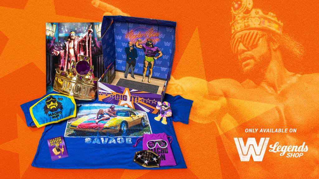 WWE's tweet image. Exclusively at #WWELegendsShop, the Limited Edition #MachoMan #RandySavage Collector’s Box celebrates the legacy of this incomparable @WWE Legend and is filled to the brim with gear you can’t find anywhere else. Only 750 are available so don't miss out!

ms.spr.ly/6019TNoUt
