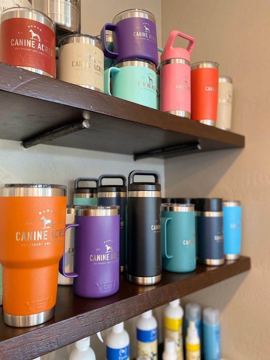CanineAcresFF's tweet photo. We got a great selection of merchandise for you &amp; your dog! 

Did you know we are giving away one of our Yeti mugs in our coloring contest? See the rules on our FB &amp; Insta pages. Your kids have a few more days to enter! https://t.co/CuBQjU16rB