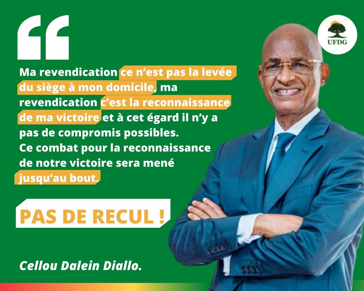 Cellou_UFDG's tweet photo. Aucun compromis possible pour la reconnaissance de notre victoire ! #PasDeRecul ! https://t.co/UJwl1EOKYP