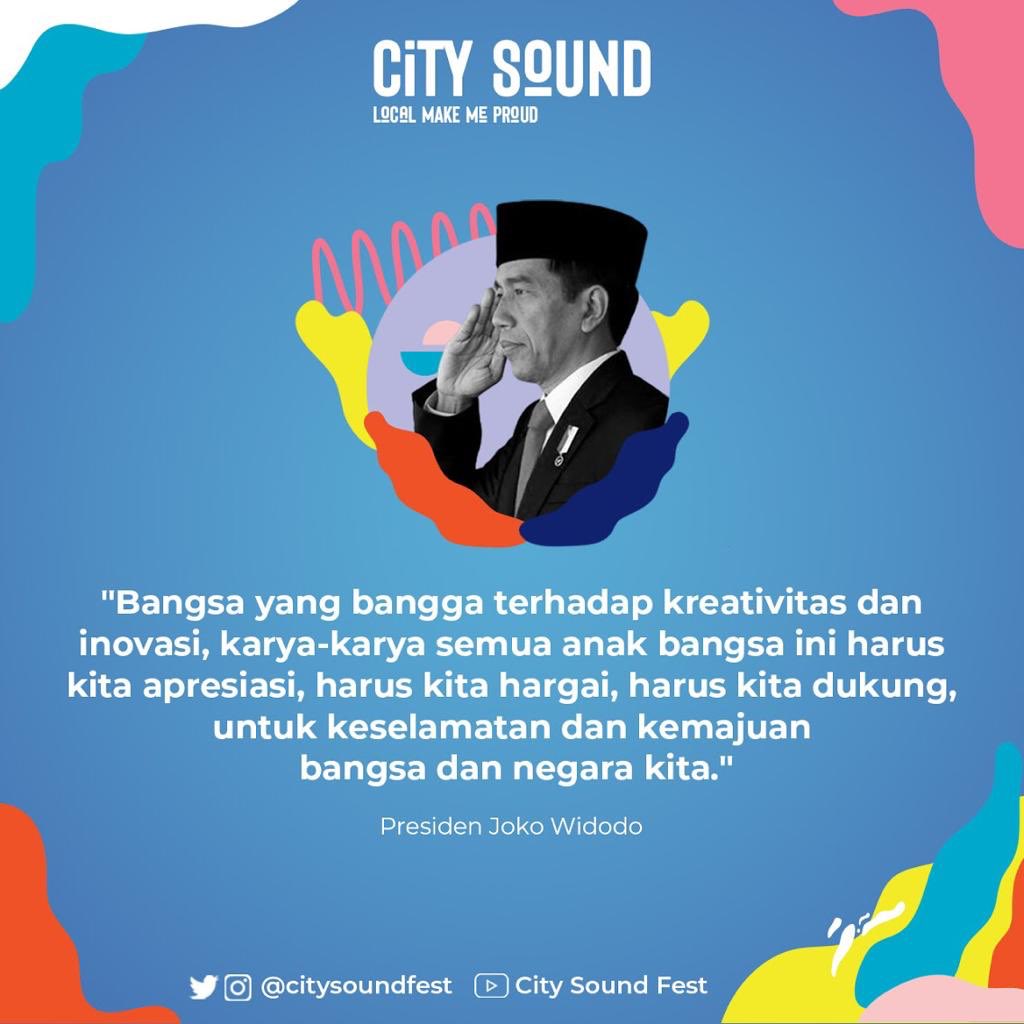 citysoundfest's tweet photo. Presiden Jokowi aja udah ngasih tau kalo semua karya anak bangsa akan didukung oleh negara, jadi ayo kita gunakan dn bangga dengan produk lokal untuk mendukung karya anak bangsa ya sobat fest!
#LocalMakeMeProud #CitySound https://t.co/QAXLiZg430