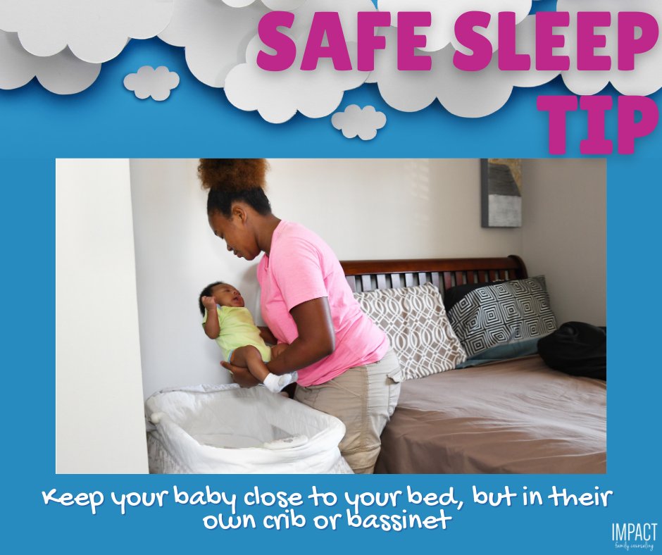 Safe Sleep Tip #5: Having a separate safe sleep area for baby (a crib or bassinet) in the same room where you sleep helps to reduce the risk of #SIDS and other sleep-related causes of death. For more info visit: bit.ly/2AO7I9J