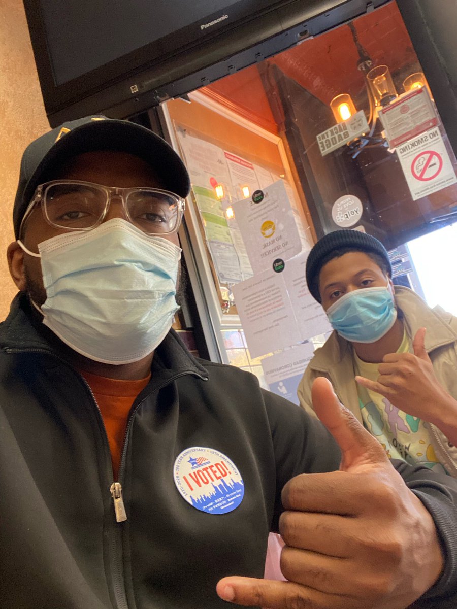 OXiAlphas1982's tweet photo. Brothers Julian Fort and Kendall Oliver voted early in this year’s election. The best way to navigate through the election is to not wait!!! Make a voting plan and do it early!! 

#avotelesspeopleisahopelesspeople 
#oxivotes
#firstofallwevote🤙🏾 https://t.co/TjX28csGVg