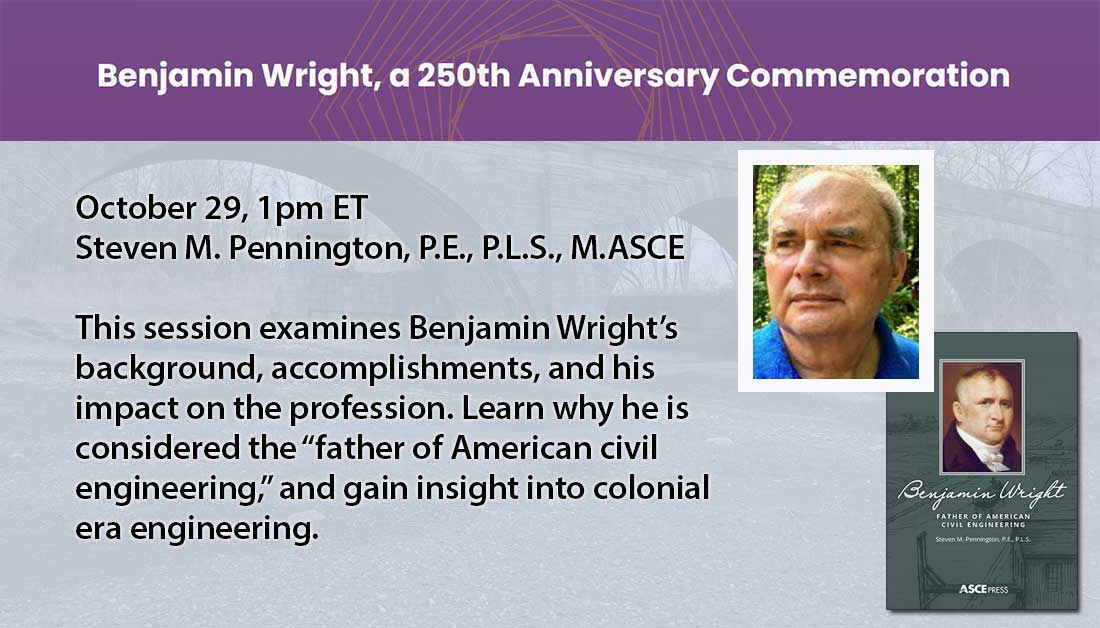 ASCEpublishing's tweet photo. Learn more about the "father of American civil engineering" at #ASCE20. Join Steven Pennington for his session on Benjamin Wright tomorrow, 10/29, https://t.co/rvuzb6PUrW!  #CivilEngineering @ASCETweets 

His book is available at https://t.co/mSrlcL64Lc https://t.co/a0hZxAwAQ0