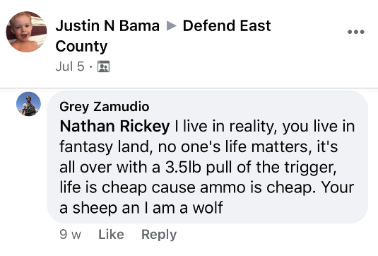 SDAgainstFash's tweet photo. @jennimarie1979 @decsucks Are you talking about May?
Or are you talking about y'all showing up to BLM related events armed with, machetes, handguns, and rifles?
Have you wondered where DEC's Grey Zamudio went?
He was arrested the morning Haskins told everyone to conceal carry August 1 action in La Mesa https://t.co/lwaeMYj7WQ