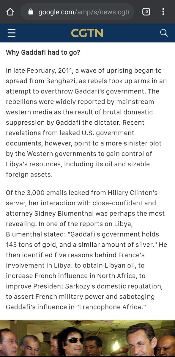 But providing for Libyans means that Gaddafi negotiated and set great prices for Libya's natural resources. Gaddafi threatened profits.And the US hates socialism.So Hillary Clinton, with the Pentagon, sold the destruction of Libya to Obama.