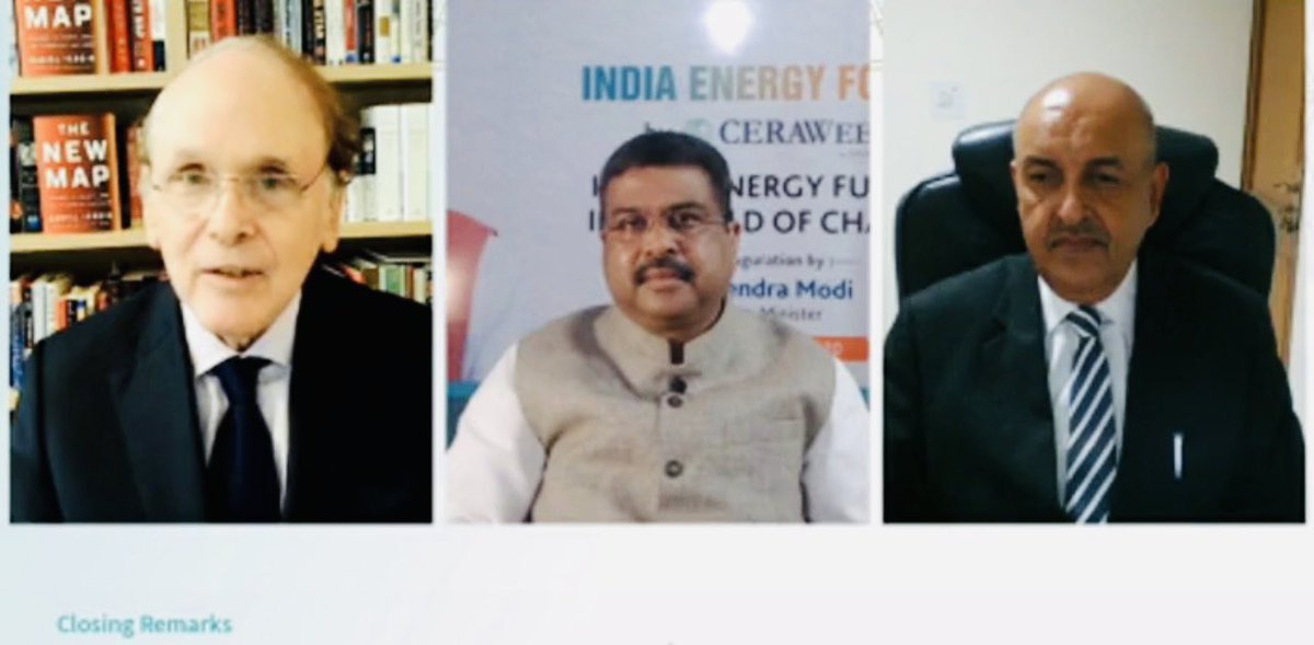 Min. @dpradhanbjp also thanked HRH Prince Abdulaziz, Min.of Energy,Saudi Arabia, HE @SecBrouillette,US Secy. of @ENERGY,key stakeholders, such as Dr.@IEABirol, Barkindo-SG OPEC, HE #SultanAlJaber and FM @nsitharaman & Rail Min.@PiyushGoyal for their participation at the #IEF2020 https://t.co/47kubuZySv