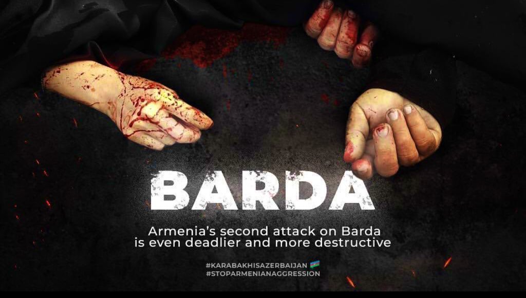 aziizzade's tweet photo. #Armenia attacked densely populated #Barda city in #Azerbaijan with cluster #Smerch and anti-tank #Cornet missile bomb. 30+ killed/80+ wounded. Armenia must be stopped! #StopArmenianOccupation #StopArmenianAggression #PrayForBarda #Barda #Bardacity #KarabakhisAzerbaijan https://t.co/Dl3K7uB9Y4