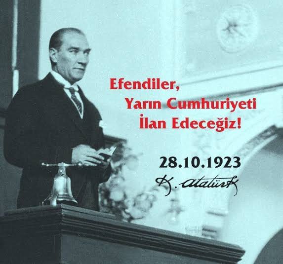 Senin fikirlerini, düşüncelerini gerçekten anlayan bir nesil olacağımıza, gelecek nesilleri de bu doğrultuda yetiştireceğimize söz.
#29EkimCumhiyetBayramımız #29EkimCumhuriyetBayramıkutluolsun #29EkimCumhuriyetMeşalesi #29EkimCumhuriyetBayramı