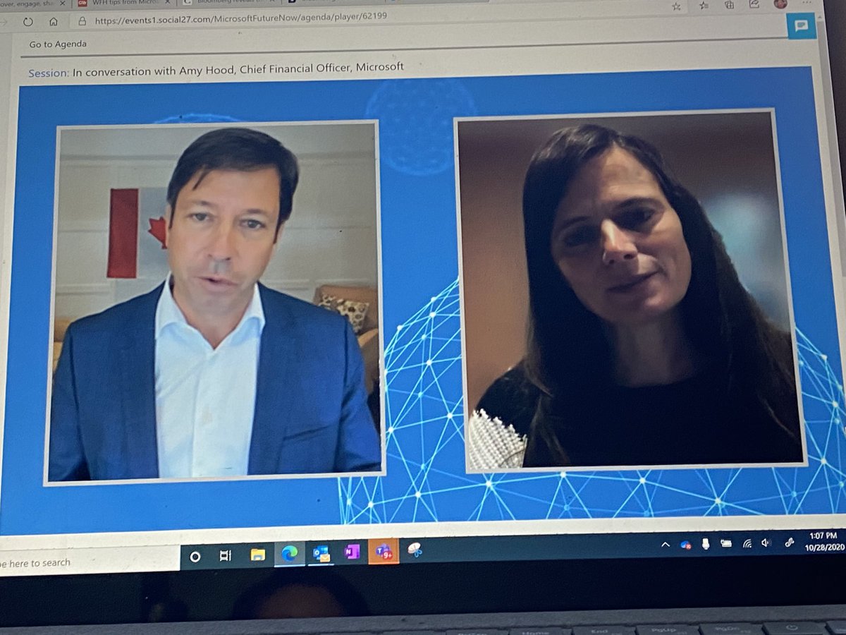 Gibsonpr's tweet photo. Call me biased but love this conversation with @KevinPeesker and Microsoft’s global CFO Amy Hood discussing her insights about what she is seeing when it comes to organizations reimagining and recovering #MSFutureNow https://t.co/Kv1Q9cM0OQ