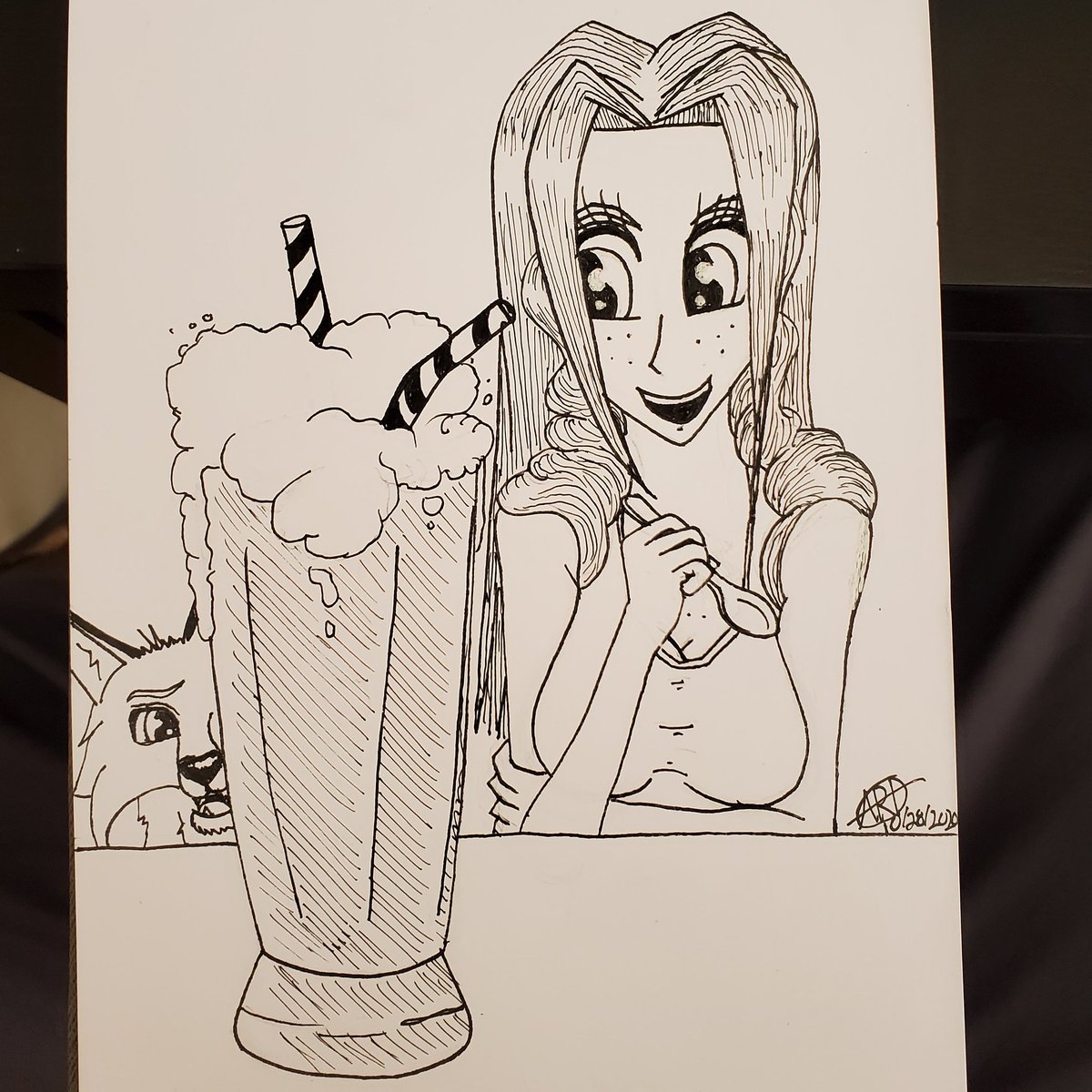 sk8austin88's tweet photo. Inktober day 28!
#inktober #inktober2020 #float #anime #manga #animegirl #mangagirl #animedrawing #comic #illustration #foxes #foxdrawing #rootbeerfloat https://t.co/n8InfDbwMU