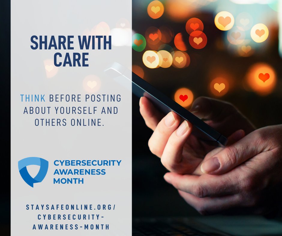 Once posted, always posted: Protect your reputation on #socialnetworks. What you post online stays online. Consider this before sharing a post or photo of yourself or others. Do your part. #BeCyberSmart