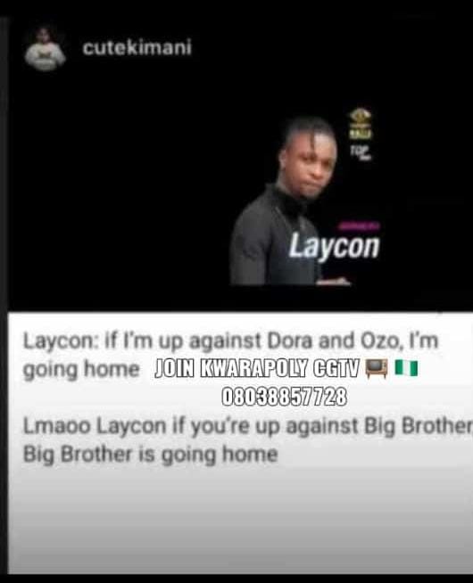 This was so funny @itsLaycon if you were up against Biggie,Biggie is going home
