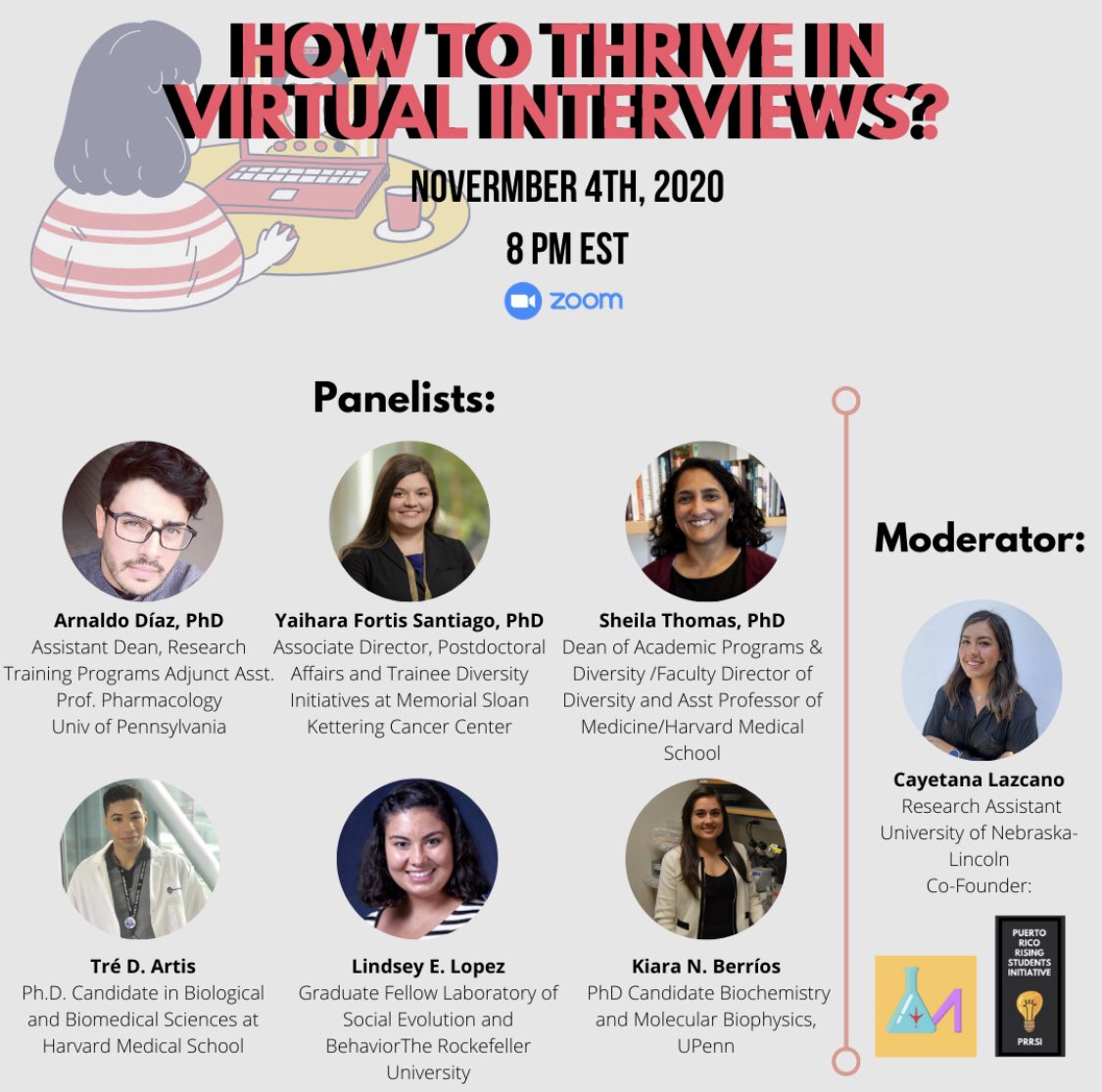 LazcanoCayetana's tweet photo. Join us for our panel: How to thrive during virtual interviews? 

Register here: https://t.co/Mr685MXI7m

Thanks to these amazing panelists for their support 💫👏🏼 https://t.co/4kDB6JbZjj