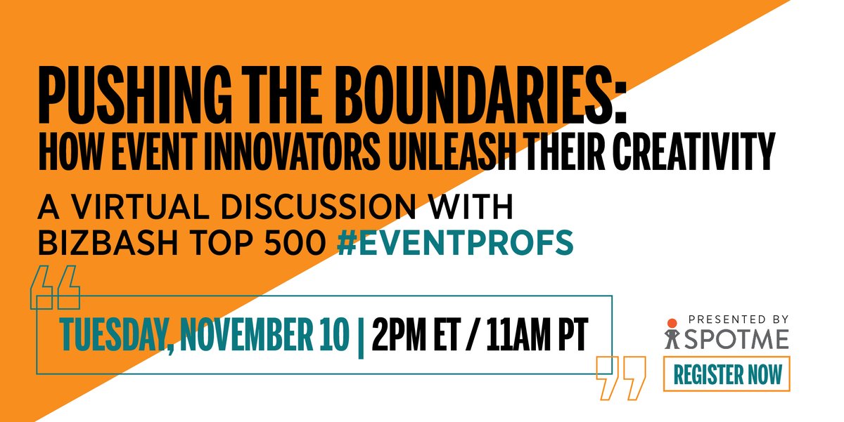 Join #BizBash and <a href="/SpotMe/">SpotMe</a> on 11/10 at 2pm ET/11am PT as we sit down with the creative forces behind today's biggest brands—all named to the #BizBash500 —to uncover how they push the boundaries and unleash their creativity. Register now: bizba.sh/bizbash500

#eventprofs #ad
