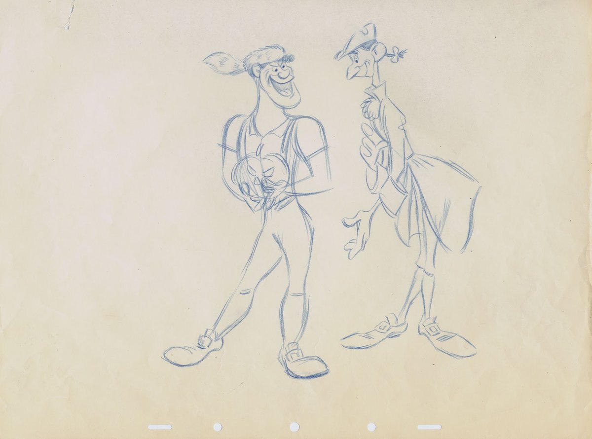 Early concept sketches of Brom Bones, drawn by Ward Kimball (via Andreas Deja).