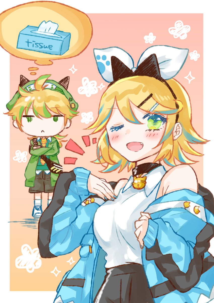 鏡音レン ,鏡音リン 「今日はナンジャタウンコラボのリンちゃんとレン君を描きました? 」|⛩ 茶々。⛩のイラスト