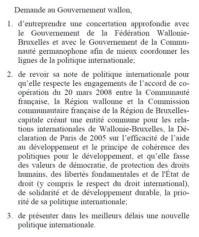 Au #ParlWal, <a href="/Ecolo/">Ecolo</a> <a href="/PSofficiel/">Parti Socialiste</a> <a href="/MR_officiel/">MR</a> soutiennent une note de politique internationale du #WalGov contraire aux principes de #coopération #développement et qui s’assied sur les #valeurs et les #droitshumains. Pourtant <a href="/leCDH/">John Doe</a> avait déposé une motion pour revoir cette note⤵️