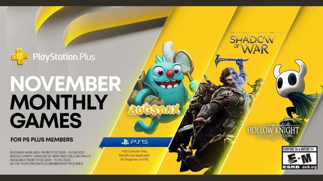 Metacritic Ps Plus Monthly Games For Nov Bugsnax Ps5 T Co Qyk02k2dah Middle Earth Shadow Of War Ps4 80 T Co Doy4wue9xc Hollow Knight Voidheart Edition Ps4 85 T Co 18il9ics3i All Free