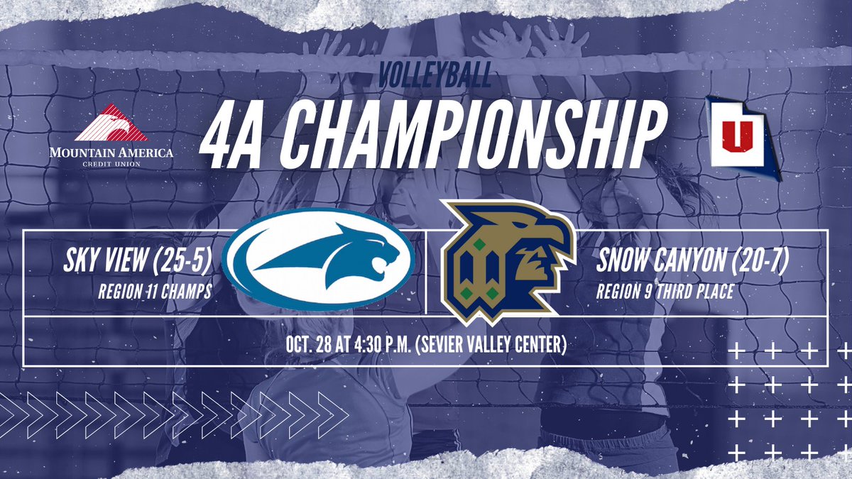 UHSAAinfo's tweet photo. Our afternoon volleyball championship is set, as @SkyViewHigh battles @snowcanyonhigh in the @MountainAmerica 4A title match. 🏐 #MyReasonWhy https://t.co/bULeMY68lA