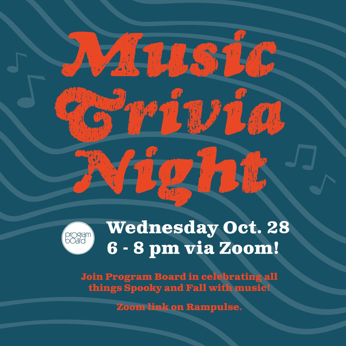 Hey Rams! Join us TONIGHT at 6pm for a Halloween Music Trivia Night! We'll have three rounds ranging from ghoulish jams to current hits! The format will be similar to our other Who's Bop game nights so we hope to see you there!