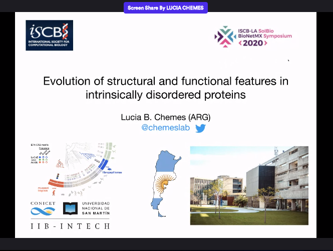 soibio2021's tweet photo. >>Keynote Speaker<< #ISCB_SOIBIO_BioNetMX_2020

We are listening to Lucia Chemes @luchemes from Argentina

Title: "Evolution of structural and functional features in intrinsically disordered proteins"

@soibio2020 @iscbsc @iscb https://t.co/gzG1gsBsPT
