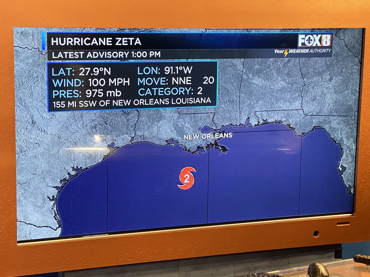 BREAKING:   Zeta now a Cat 2 hurricane as it accelerates toward LA &amp; it’ll likely intensify at landfall.