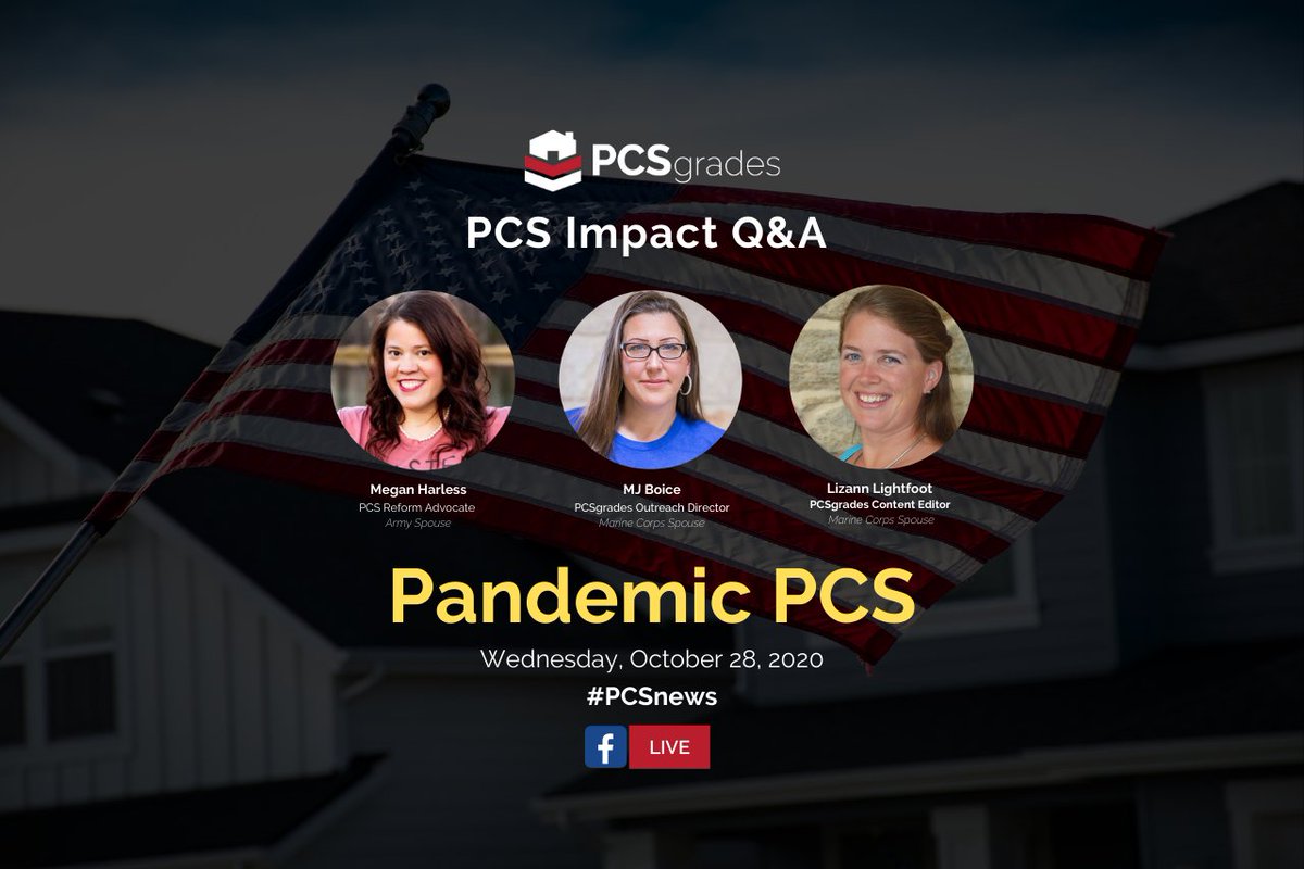 PCSgrades's tweet image. Join us LIVE TODAY, 10/28 at 1pm ET as Lizann takes us through her Pandemic PCS journey! 

#PCSnews #PandemicPCS #PCSgrades #MilitaryFamily #PCSpartyOfSeven