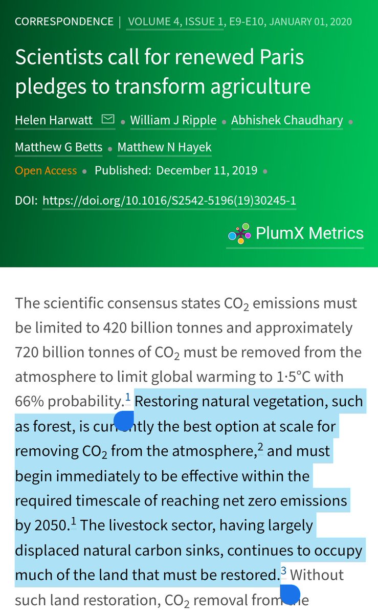 Be suspicious of non-LCA studies with claims that grasslands may sequester more carbon than forests.1. That's grasslands, not pastureland w/ increased methane.2. One Cali study was, surprise surprise, from an author with dairy ties.Here's the reality: https://www.thelancet.com/journals/lanplh/article/PIIS2542-5196(19)30245-1/fulltext