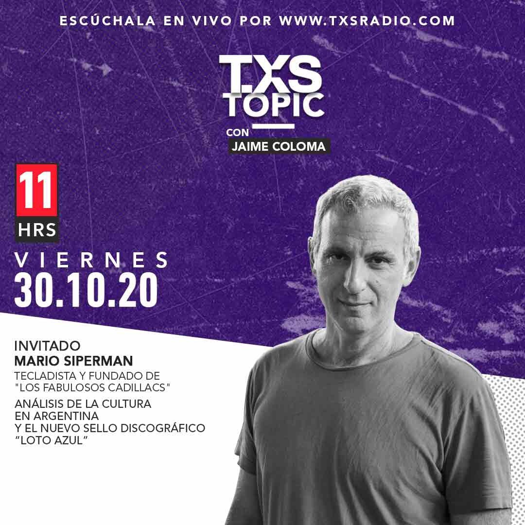 txsradio's tweet photo. El rock invade #TXSTopic este Viernes con la visita de #MarioSiperman tecladista de "Los Fabulosos Cadillac"
Desde las 11:00 hrs estaremos repasando su trayectoria musical y analizando el estado actual de la cultura trasandina
Solo por https://t.co/iLEQDpHHmU
Con @jaimecolomat https://t.co/Tl2ZApE4C6
