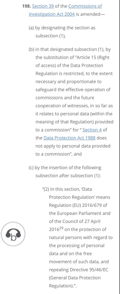 The S39 restriction was then amended by section 198 of the Data Protection Act 2018 in an effort to maintain its restrictions even under the GDPR.
