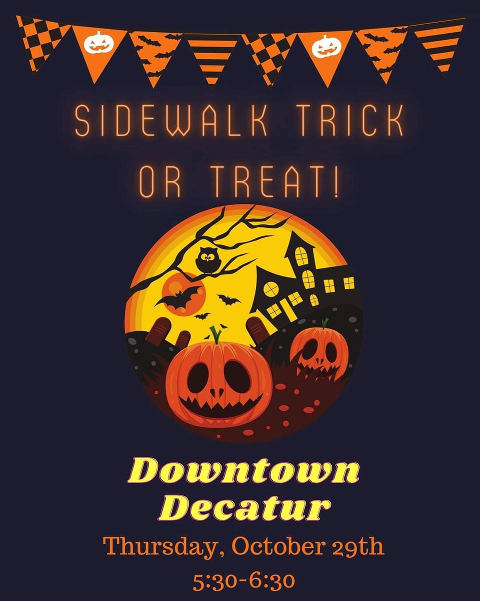 👻Don't miss out on some safe and spooky fun tomorrow evening in Downtown Decatur👻

#VisitDecaturAL #SpookySeason