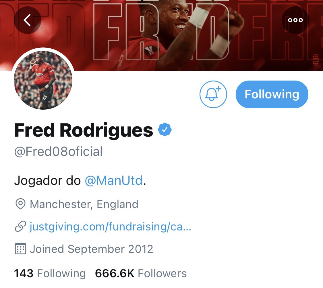 wefollowunited's tweet photo. Can we talk about @Fred08oficial follower count! It’s too perfect! #fredisred #RedDevils https://t.co/MXvVe6FFTl