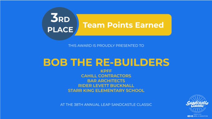 BAR Architects & Interiors (@bararchitects) on Twitter photo We're thrilled to have once again partnered with the amazing students at Starr King Elementary to support <a href="/Leap_Arts/">Leap Arts in Education</a> with our teammates at <a href="/KPFF_SF/">KPFF San Francisco</a>, #Cahill and <a href="/rlbamericas/">RiderLevettBucknall</a> for this year's annual Sandcastle Classic! Together we raised over $6,300 to support #arts & #education! We're thrilled to have once again partnered with the amazing students at Starr King Elementary to support <a href="/Leap_Arts/">Leap Arts in Education</a> with our teammates at <a href="/KPFF_SF/">KPFF San Francisco</a>, #Cahill and <a href="/rlbamericas/">RiderLevettBucknall</a> for this year's annual Sandcastle Classic! Together we raised over $6,300 to support #arts & #education!