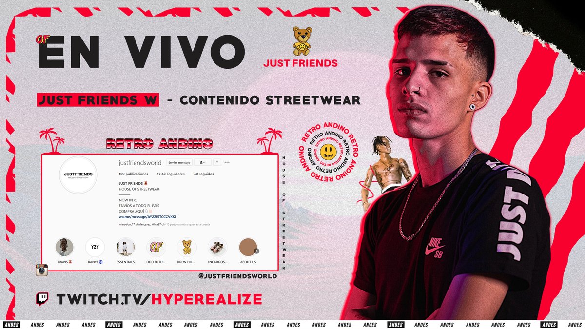 EN VIVO - Just Friends World x Realize.

@HypeRealize estará en directo a las 20:00 junto a la pagina de Streetwear @justfriendsworld.

Probablemente consigamos colaboración con esta marca así que estén atentos.

▶️ Twitch.tv/HypeRealize

#RetroAndinos