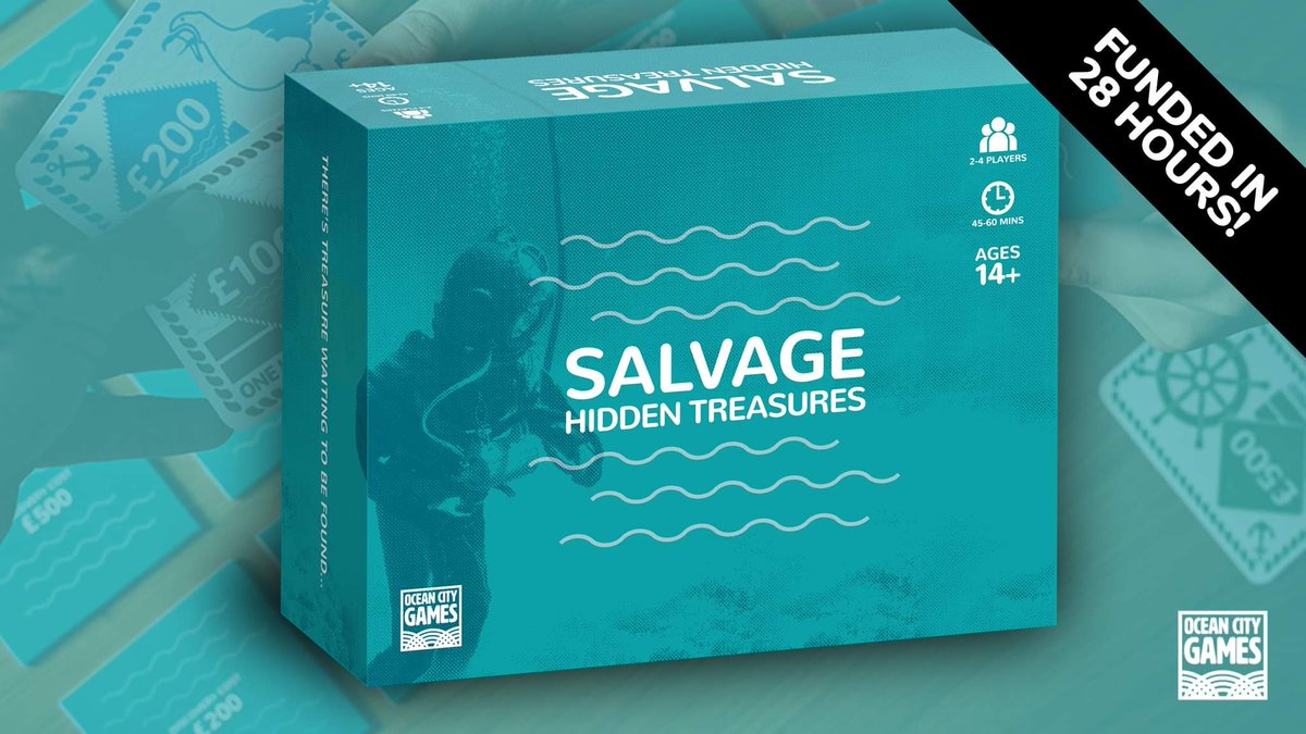 Super happy that our first board game has been funded in 28 hours. Next target unlocking the stretch goals. Pledge now on Kickstarter to get Salvage Hidden Treasures 😆kickstarter.com/projects/ocean… #KICKSTARTERcampaign @OceanCityGames #boardgames #tabletopgames