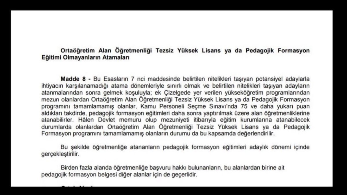 54H1ND's tweet photo. Şimdi buna göre formasyonu olmayanlar artık KPSS’den +75 almadan ve eğitim fak. mezunları ile formasyon alanlar atanmadan atamayacak mı? https://t.co/uzIDQZLBrM