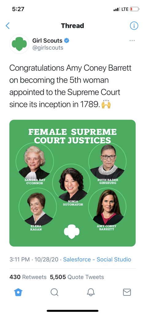 The Girl Scouts congratulated Amy Coney Barrett, and the comments weren’t having it. <a href="/girlscouts/">Girl Scouts</a> deleted the tweet, so here it is:
