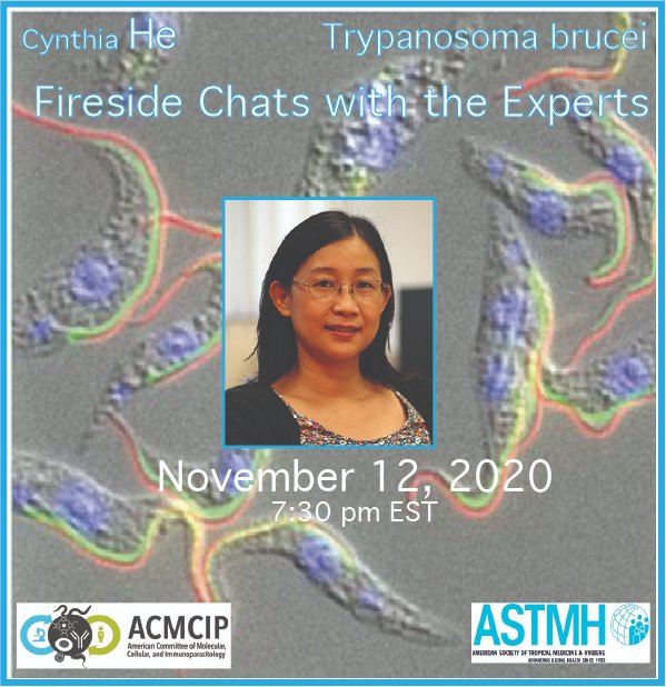 acmcip's tweet photo. And for the big reveal... We welcome Dr. Cynthia He for our Fireside chat on 11/12. Trainees, fans, and T. brucei aficionados register today to receive the Zoom link to join!
https://t.co/8HpZwF622Y https://t.co/bV8HlGh8rX