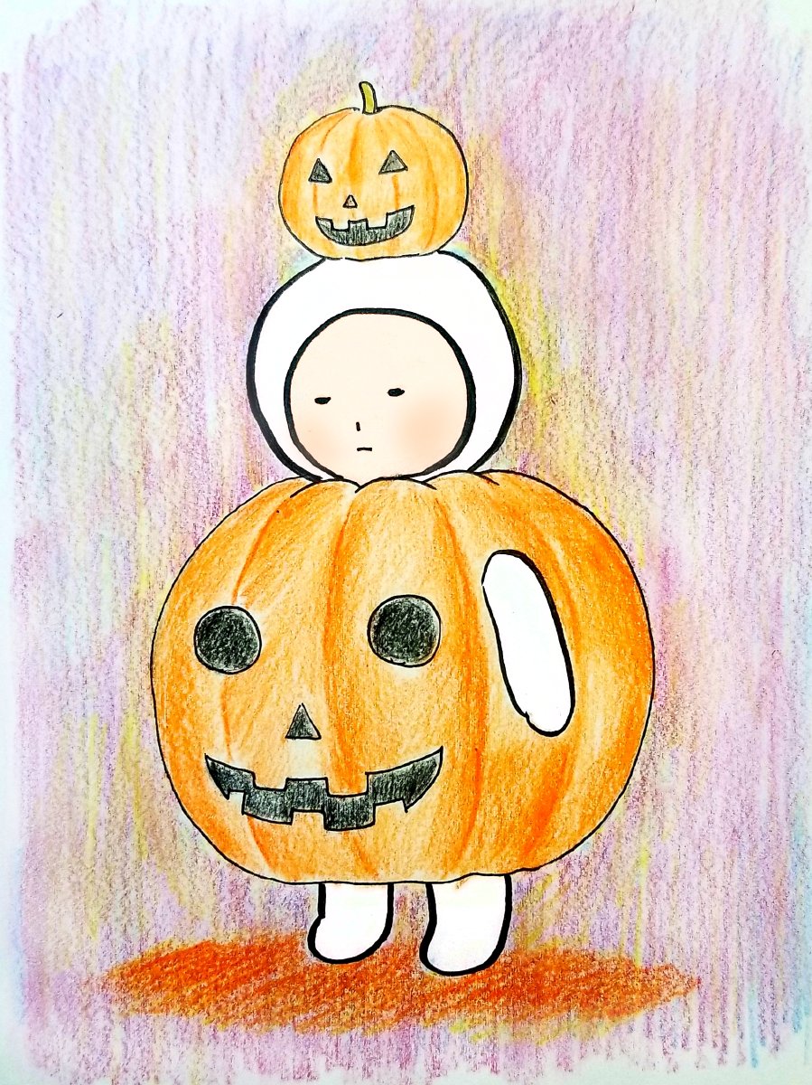 いちこ ハロウィン衣装 ジャックオーランタン イラスト ゆるいイラスト