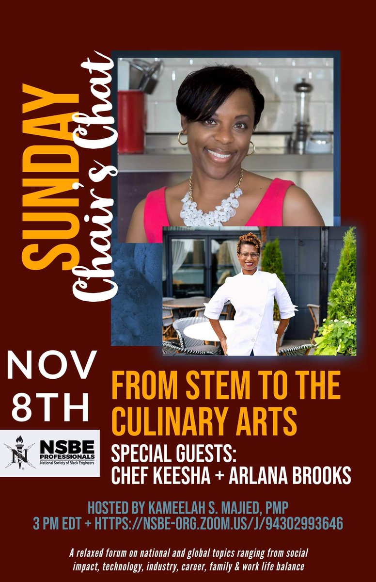 NSBEPros's tweet photo. #NSBEProfessionals presents: Sunday Chair's Chat 

A relaxed forum discussing national and global topics about social impact, the STEM industry &amp; work life balance. 

Tune in HERE: https://t.co/jxVCJKzZDA

#NSBE #ExcellenceInMembership #LetsGetVirtual #SundayChairsChat https://t.co/tUed2A607w