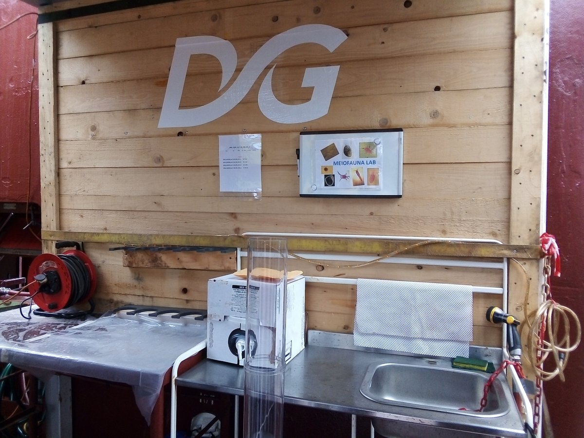 jeroeningels's tweet photo. @DeepGreenMetals &amp; scientists arrived at #NORI-D in #CCZ. #meiofauna processing bench ready; @ElisaBaldrighi is joined by #nicoleschmidt #LuciaVillarMunoz and @nb5g13 to recover and slice all #meiofauna samples. The #Oktopus #multicorer ready-20 full tubes please #deepgreenCCZ https://t.co/zHEMZGo2nn