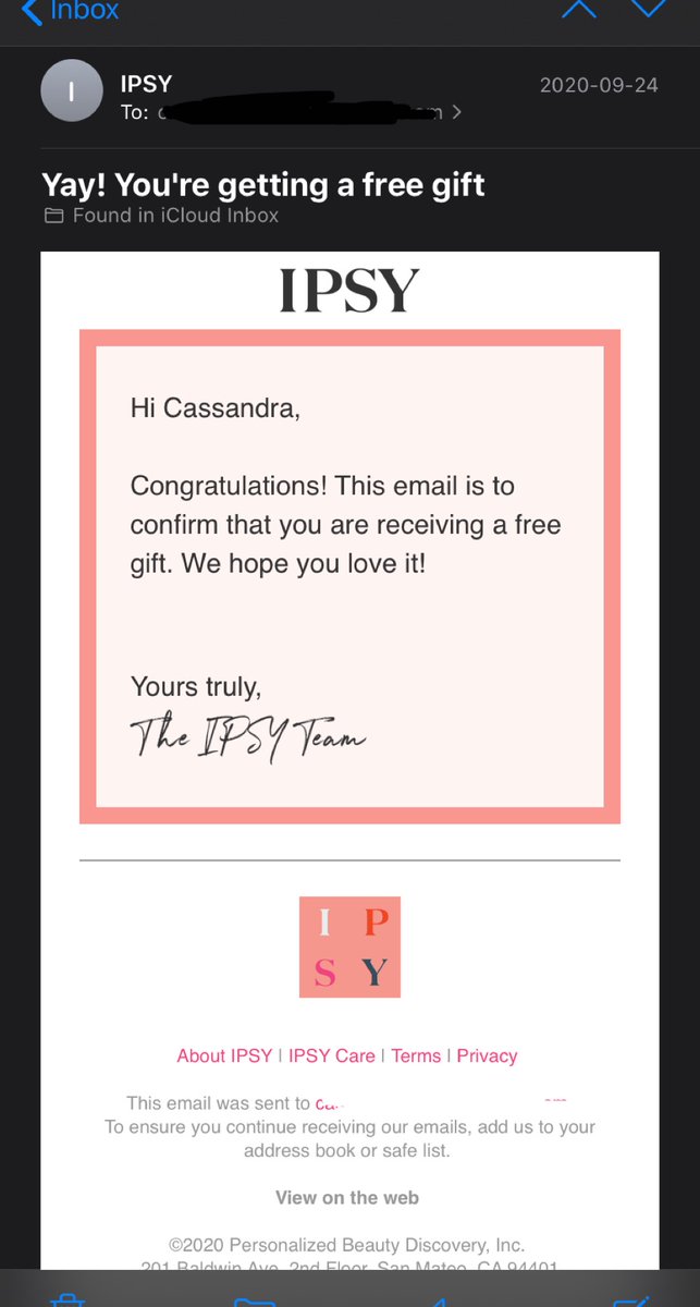 cassontour's tweet photo. @IPSYCare I resubscribed for the IPSY bag because I was promised a full sized pallet as a ‘free gift’ for returning but it wasn’t sent with my bag. Your automated response on the website didn’t answer my question, it said to come to twitter for fast reply. Confirmation below. https://t.co/u8pAT3LyWK